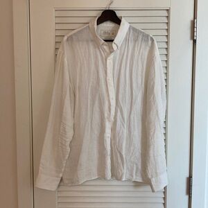 Abercrombie & Fitch Men's White Long Sleeved 100% Linen Collection Shirt Size L